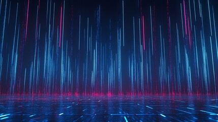 Poster - futuristic digital space with blue and pink neon lines creating a dynamic atmosphere.