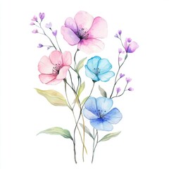 Wall Mural - Watercolor Floral Bouquet.