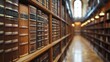 © CinimaticWorks - law office library with rows of legal books and references arranged on bookshelves, providing essential resources for legal professionals