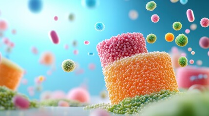 Poster - A detailed illustration of a gram positive bacteria, depicting its thick peptidoglycan layer and teichoic acids.