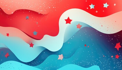 Poster - Light blue and red 2D cartoon cover featuring astronomical stars Contemporary abstract illustration showcasing Big Dipper Design suitable for futuristic advertisements and booklets