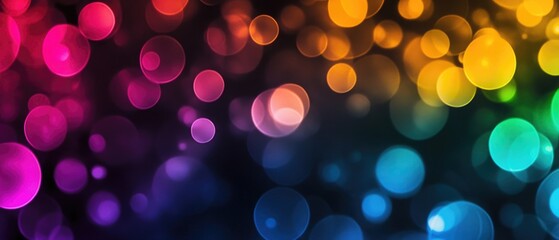 Poster - Abstract blurred rainbow circles on a black background