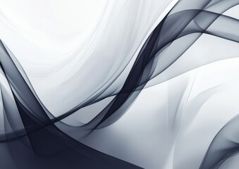 Poster - Grey and black digital abstract background featuring flowing curved lines Illustration