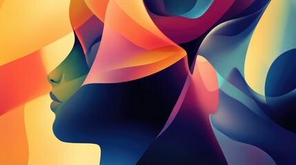 Aufkleber - Abstract illustration featuring vibrant colors and dynamic shapes evoking a sense of movement and creativity