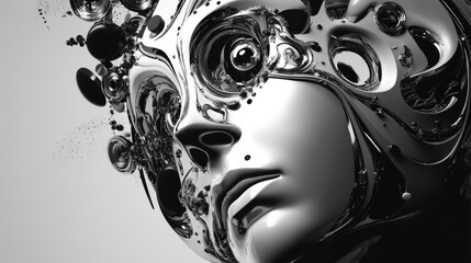 Poster - Stylized image featuring elements in black and white