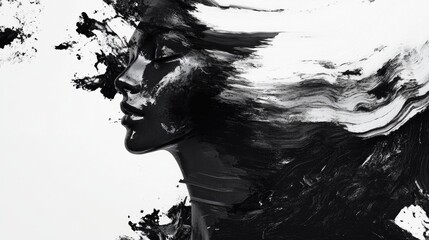 Poster - Artistic monochrome composition featuring contrasting black and white elements