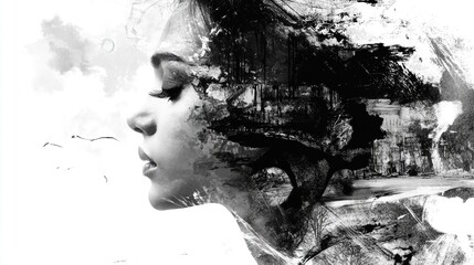 Poster - Artistic composition featuring a blend of black and white elements