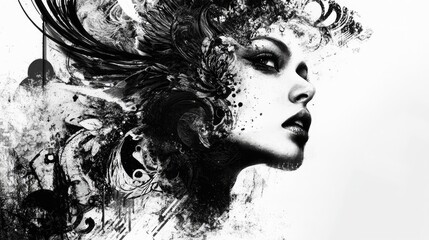 Poster - Monochrome artwork featuring contrasting black and white elements