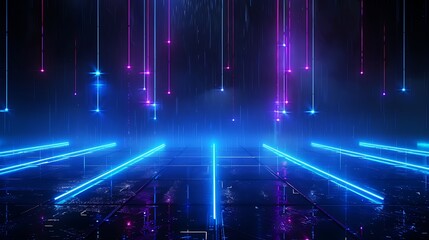 Poster - vibrant abstract background with neon blue and pink lights creating a futuristic atmosphere.