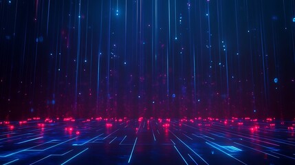 Poster - vibrant digital abstract background with blue and red lines, creating a futuristic atmosphere.