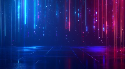 Poster - vibrant digital light effects in blue and red, creating a futuristic atmosphere.