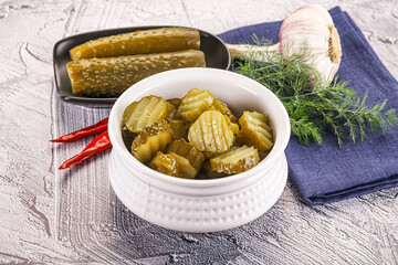 Sticker - Sliced marinated cucumbers in the bowl