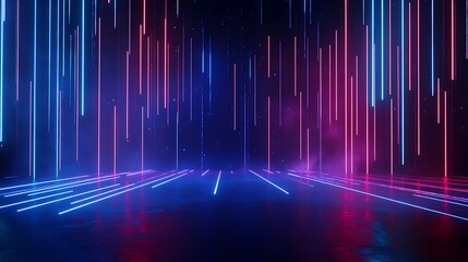 Poster - vibrant neon lines illuminated against a dark backdrop, perfect for creating a futuristic atmosphere