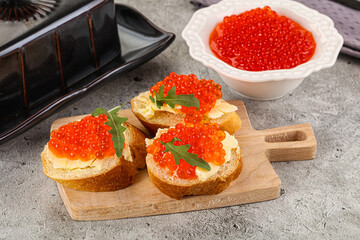 Luxury toast with red caviar