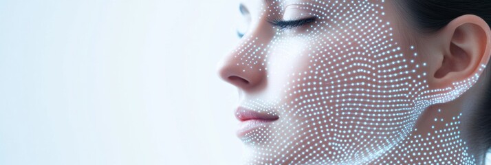 Fototapete - Abstract skincare procedure diagram with lines and dots depicting facial contouring techniques for modern beauty treatments. Generative AI