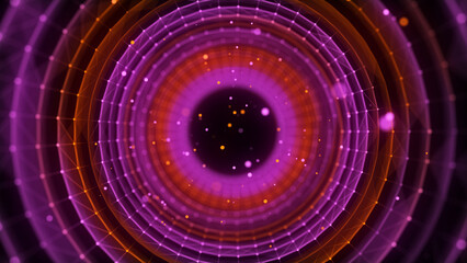 Poster - abstract wireframe tunnel. wormhole. 3d portal grid. futuristic fantasy funnel. 3d rendering.