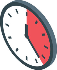 Poster - Clock face is running out of time with red area getting bigger, isometric view
