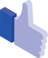 Poster - Blue hand showing thumbs up like positive sign in isometric view