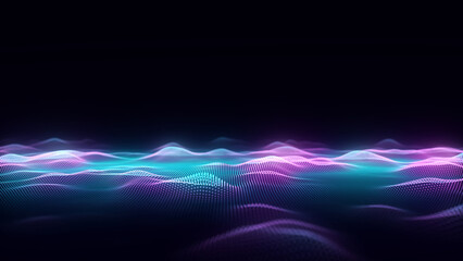 Poster - futuristic technology wave. digital cyberspace. abstract wave with moving particles on background. b