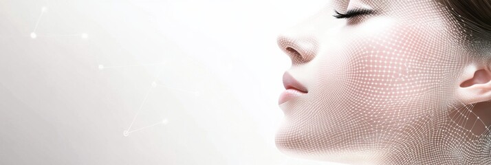 Poster - Abstract representation of skincare procedures displayed through lines and dots on a gentle background in a serene atmosphere. Generative AI