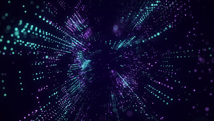 Poster - abstract wireframe tunnel. colors wormhole. 3d portal grid. futuristic fantasy funnel. 3d rendering.