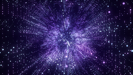 Poster - abstract wireframe tunnel. colors wormhole. 3d portal grid. futuristic fantasy funnel. 3d rendering.