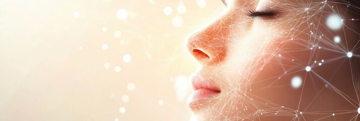 Poster - Abstract design featuring lines and dots that illustrate skincare procedure diagrams, creating a soothing visual effect. Generative AI