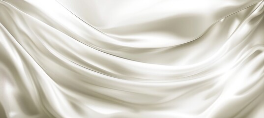 Flowing White Satin Background Luxurious Fabric Texture With Elegant Waves And Soft Folds