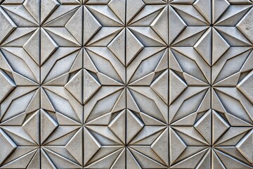 Wall Mural - Geometric tile pattern on grey concrete texture wall close-up