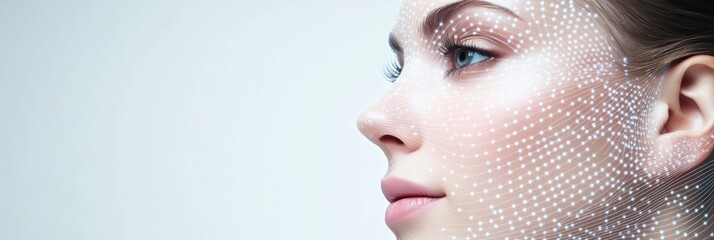 Poster - Abstract background featuring lines and dots resembling diagrams for skincare procedures in a contemporary design. Generative AI