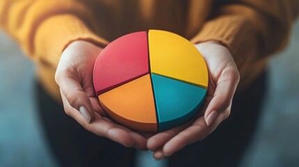 Poster - A person holding a pie chart showing asset allocation in a diversified investment portfolio.