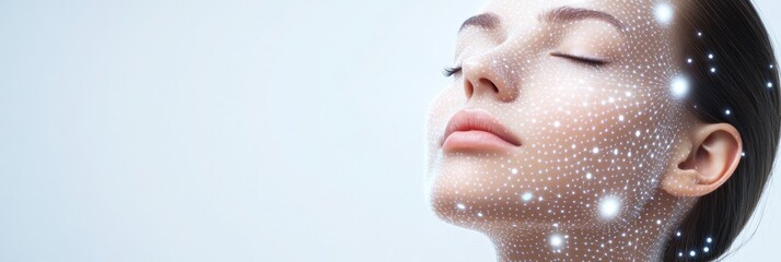 Poster - Abstract background featuring lines and dots resembling skincare procedure diagrams for beauty and wellness purposes. Generative AI