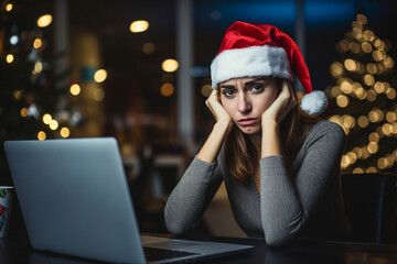 Poster - AI generated image of charming cheerful lady office staff on new year celebration