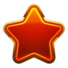Poster - Glowing neon red star with a gold border
