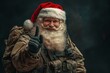 © Michael - Serious military santa claus wearing bulletproof vest and holding assault rifle