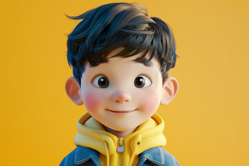 Wall Mural - Happy smile cartoon character young cute boy person portrait made generative AI