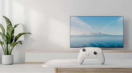 Wall Mural - Modern Gaming Console Controller in Minimalist Living Room Interior