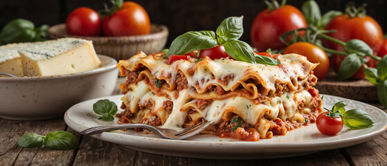 Lasagna Italian food wide banner2