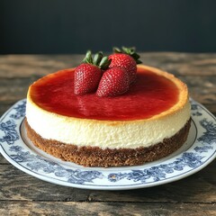 Delicious New York Style Cheesecake with Strawberry Topping