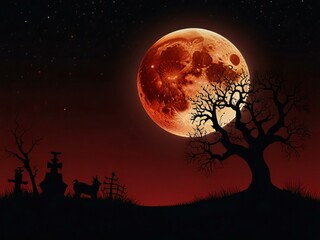 halloween background with moon