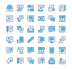 Fototapete - Message icons. Outline symbols. Vector blue line icons set