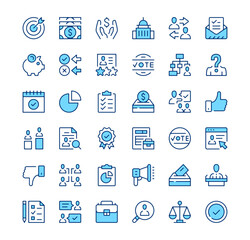 Poster - Elections icons. Outline symbols. Vector blue line icons set