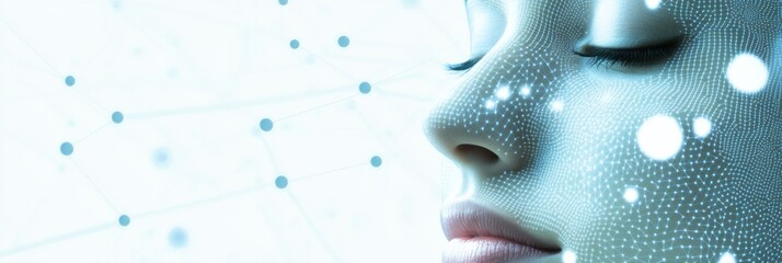 Poster - Abstract design featuring lines and dots that evoke skincare procedures set against a light background for modern aesthetics. Generative AI