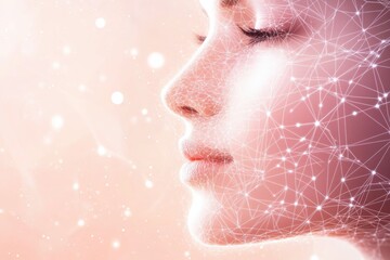 Poster - Abstract background featuring lines and dots resembling skincare procedure diagrams, highlighting beauty and wellness trends. Generative AI