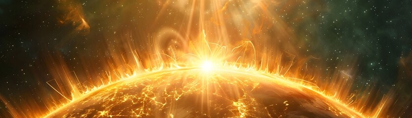 Wall Mural - the sun depicted as an ancient god s crown radiating divine light across the cosmos