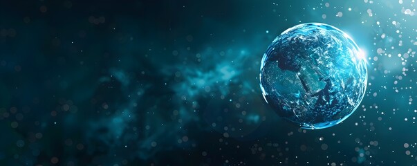 Wall Mural - futuristic glass sphere encasing planet earth floating in starry space concept