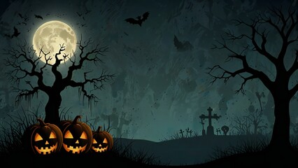 Wall Mural - halloween background with house