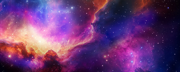 Wall Mural - space scene with planets, stars and galaxies. panorama.