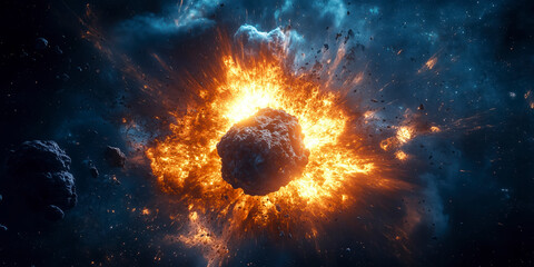 Wall Mural - meteorite explosion in space