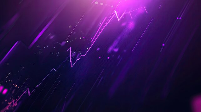 A visually striking growing purple business chart on a dark background, representing financial growth and success,